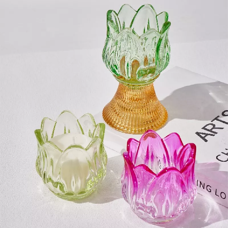 Colored Merveilles Florales Glass Candlestick