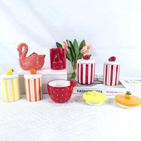 Цветочный и фруктовый керамический держатель свечей