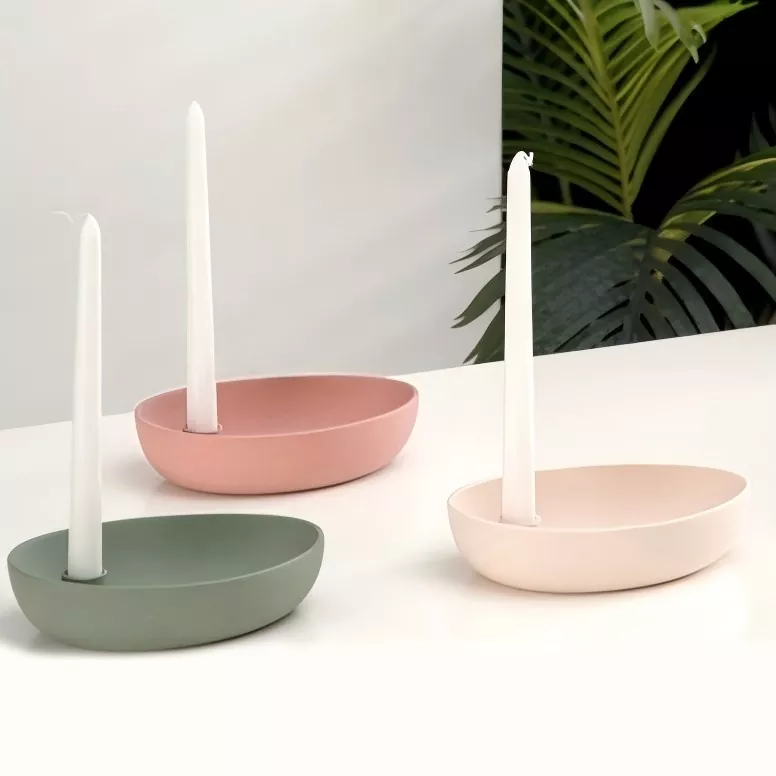 Современный овальный керамический подсвечник