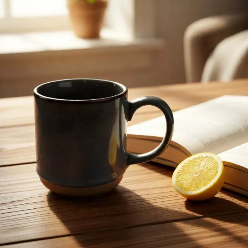 Простая современная керамическая дорожная серая кружка